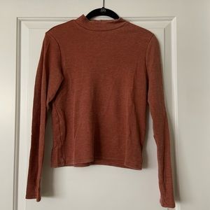 Burnt Orange Mock Neck Long Sleeve